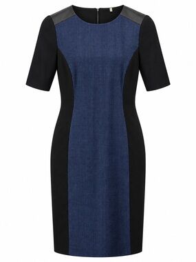 Elie Tahari Mila Colorblock Dress Navy Black 6